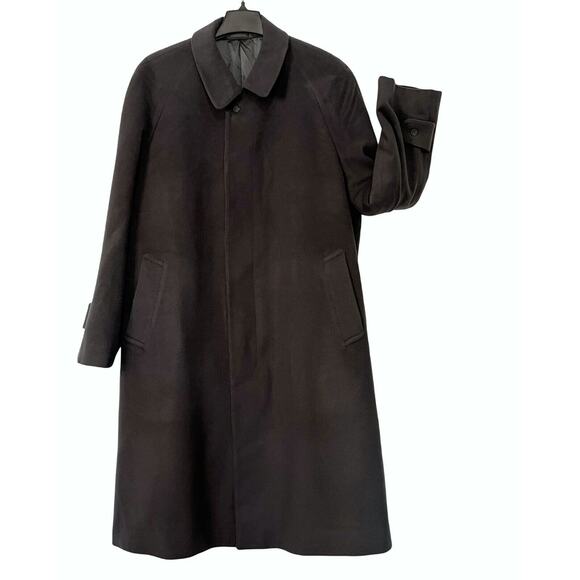 Mens Cashmere Coat Size L Size 48 Full Length Dark Gray Custom Made Overcoat - Picture 1 of 13